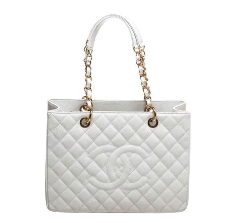 chanel shopping bag white|chanel tote shopper bag.